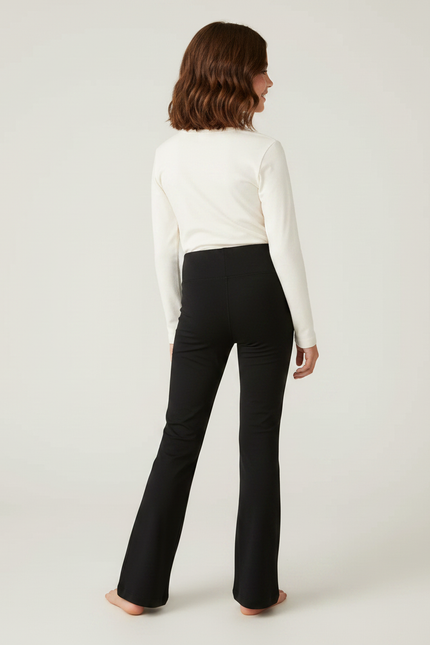 Pantalon Noir Évasé Confortable Taille Haute Fille - Polyester - vue 2