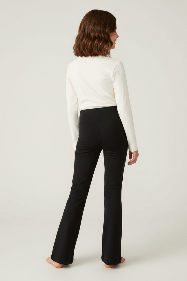 Pantalon Noir Évasé Confortable Taille Haute Fille - Polyester - vue 2