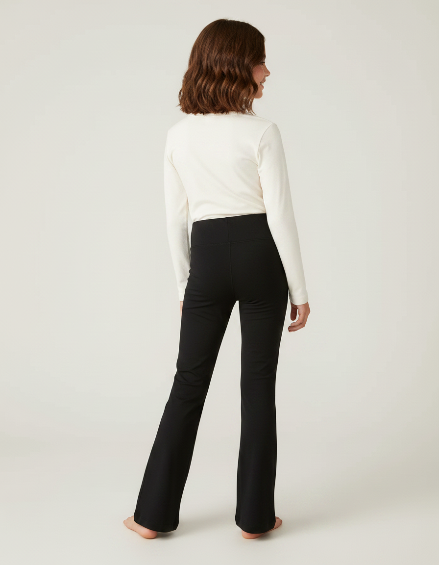 Pantalon Noir Évasé Confortable Taille Haute Fille - Polyester - vue 2