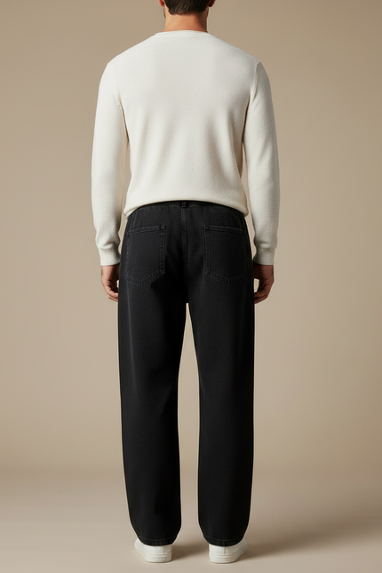 Pantalon Noir Ample Cordon Décontracté Confortable Homme - Molleton - vue 2
