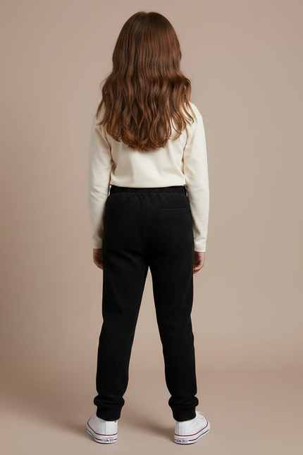 Pantalon Noir Côtelé Confortable Enfant - Cordé - vue 2