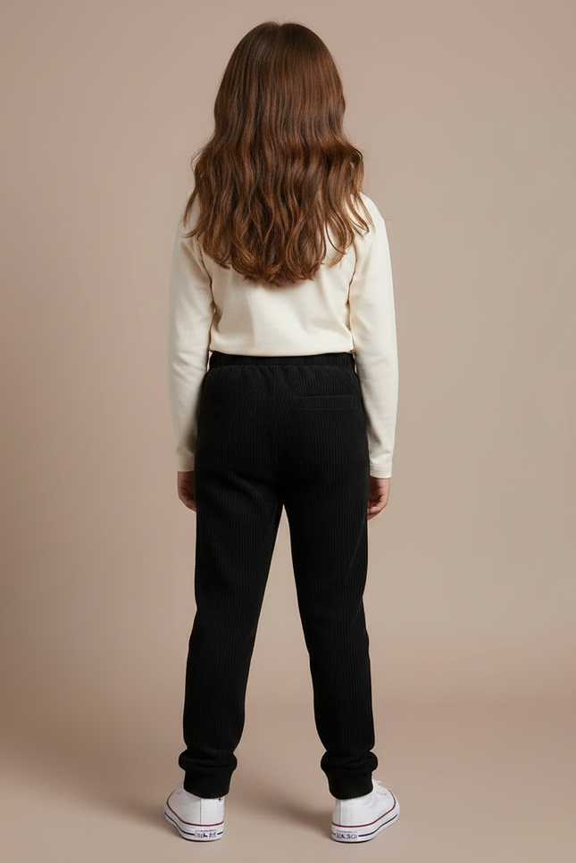 Pantalon Noir Côtelé Confortable Enfant - Cordé - vue 2