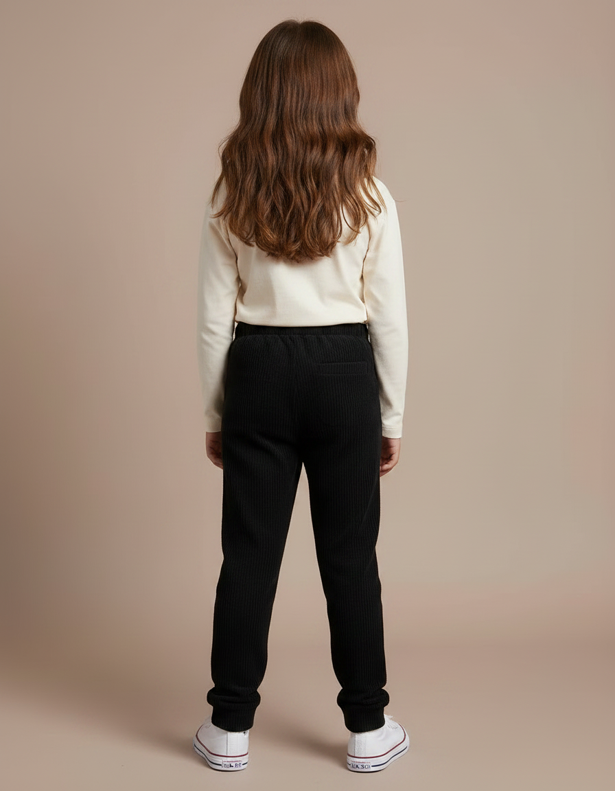 Pantalon Noir Côtelé Confortable Enfant - Cordé - vue 2