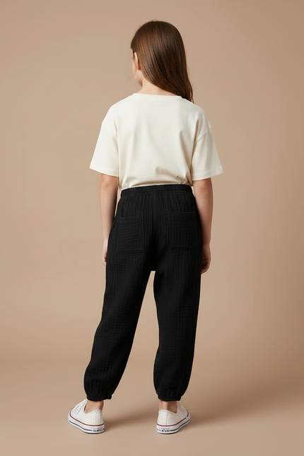 Pantalon En Lin Noir Enfant - vue 2