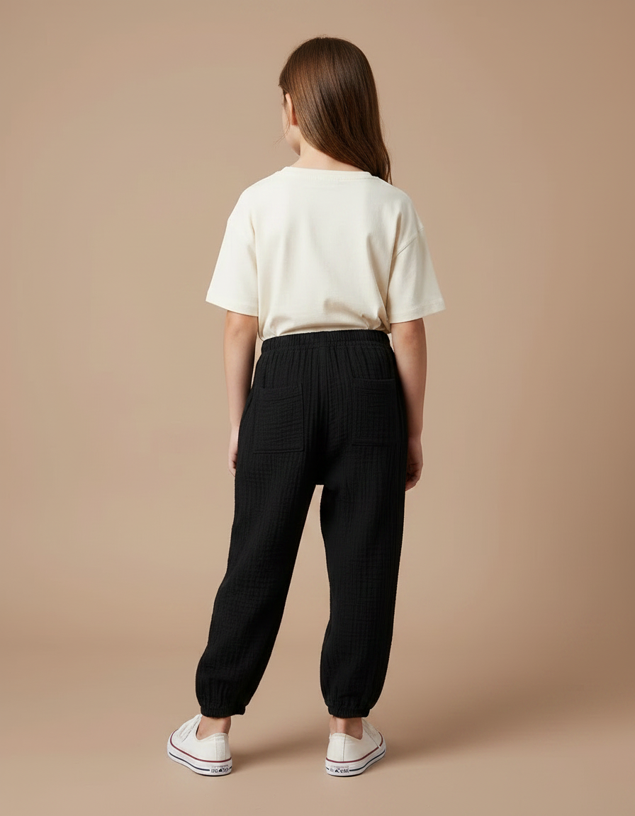 Pantalon En Lin Noir Enfant - vue 2