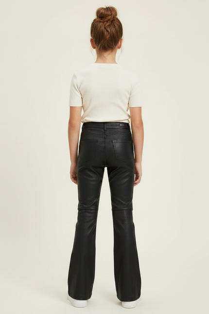 Pantalon Noir Similicuir Évasé Rivets Fille - Simili cuir - vue 2