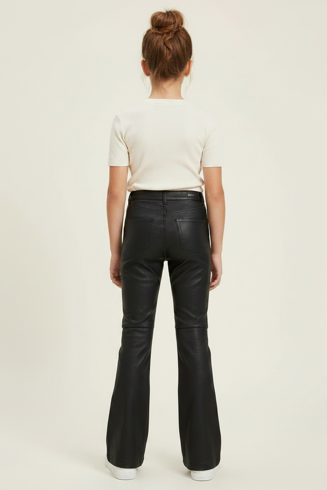 Pantalon Noir Similicuir Évasé Rivets Fille - Simili cuir - vue 2