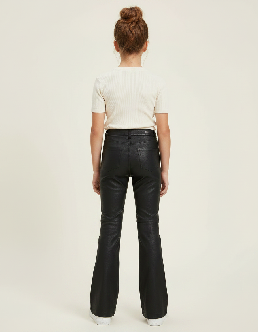Pantalon Noir Similicuir Évasé Rivets Fille - Simili cuir - vue 2