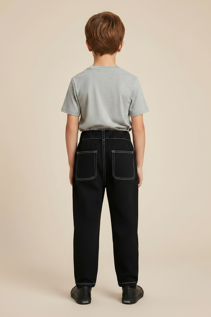 Pantalon Noir Enfant Coton Ample Décontracté - Jean - vue 2