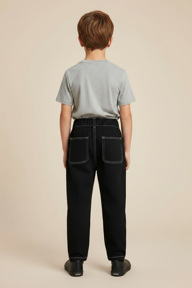 Pantalon Noir Enfant Coton Ample Décontracté - Jean - vue 2
