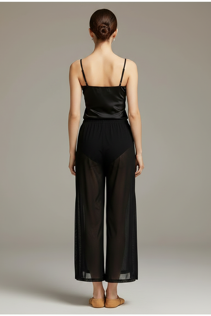 Pantalon Noir Maille Fluide Large Fendu - vue 2