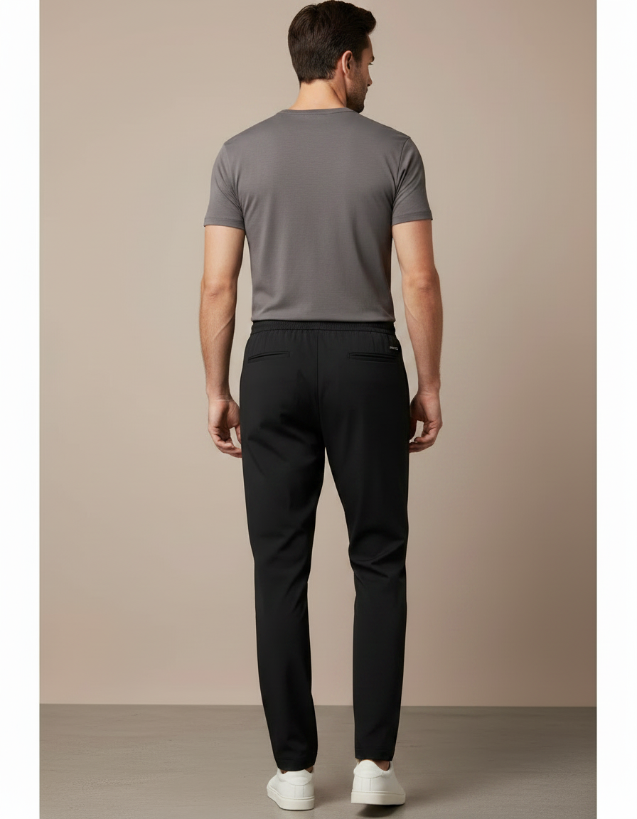 Pantalon Noir Homme Sport Décontracté Fluide Léger - Polyester - vue 2