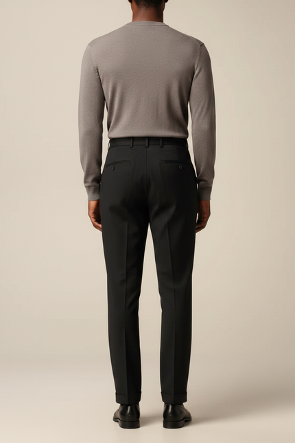 Pantalon Noir Plissé Droit Habillé Homme Élégant - Gabardine - vue 2