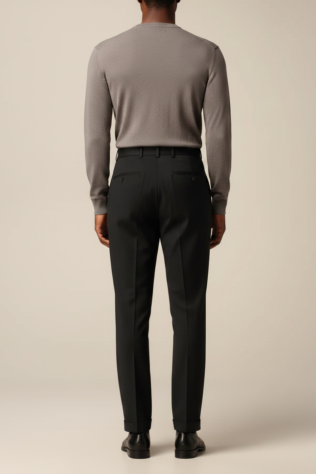 Pantalon Noir Plissé Droit Habillé Homme Élégant - Gabardine - vue 2