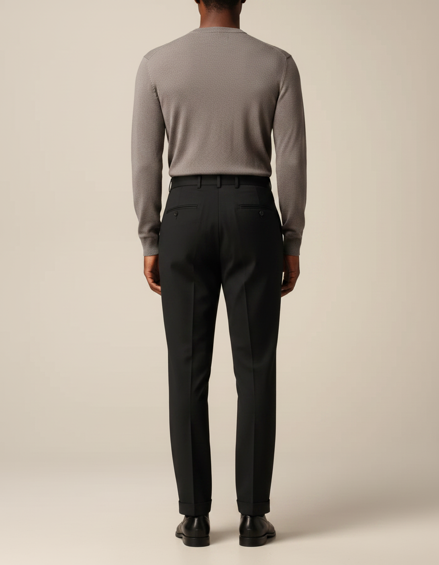 Pantalon Noir Plissé Droit Habillé Homme Élégant - Gabardine - vue 2