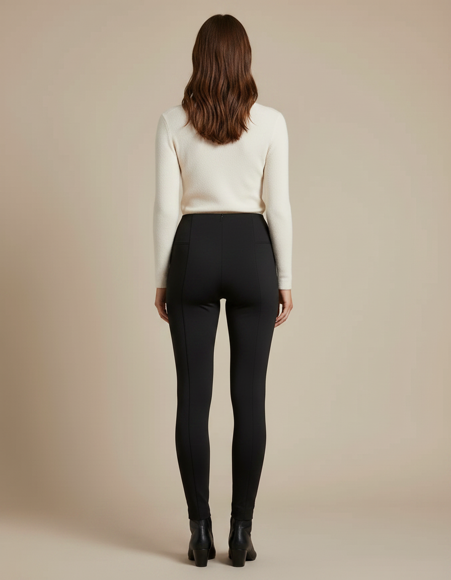 Pantalon Noir Ajusté Confortable Élastique Sport Femme - Polyester - vue 2