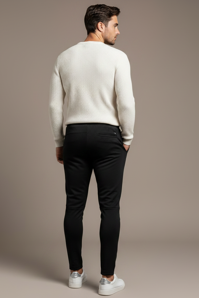 Pantalon Noir Homme Sportif Ajusté Décontracté Minimaliste - Polyester - vue 2