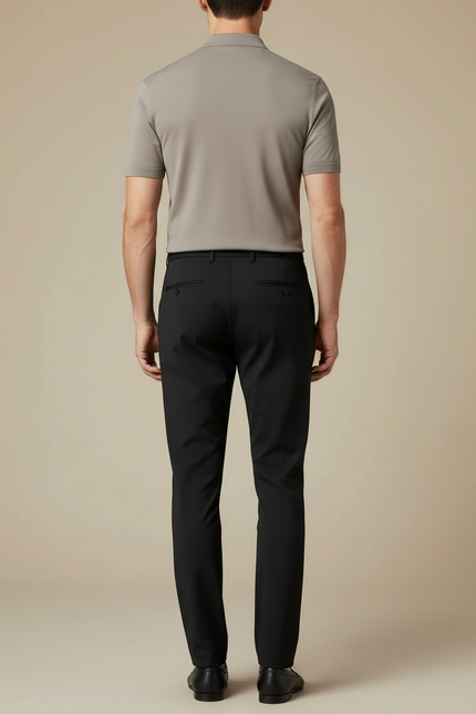 Pantalon Noir Ajusté Décontracté Homme Extensible - Polyester - vue 2