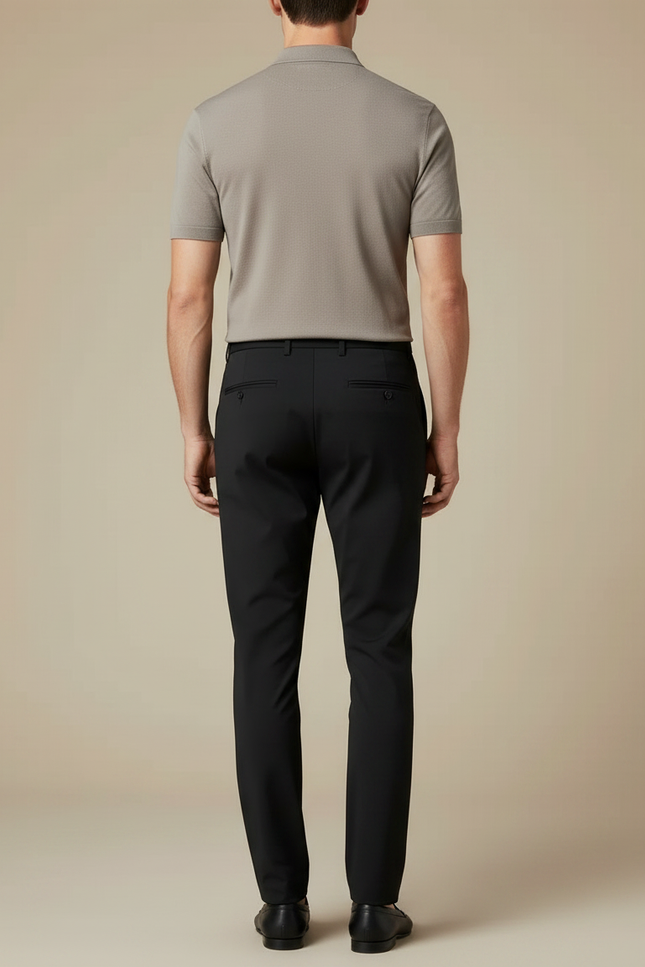 Pantalon Noir Ajusté Décontracté Homme Extensible - Polyester - vue 2