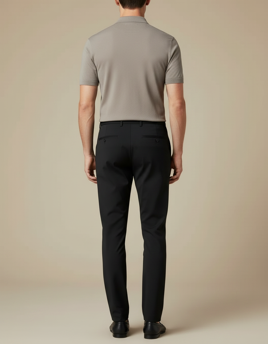 Pantalon Noir Ajusté Décontracté Homme Extensible - Polyester - vue 2