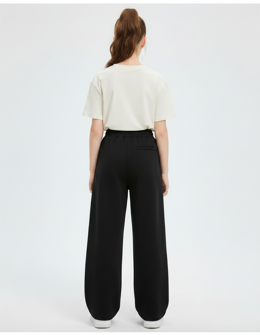 Pantalon Noir Ample Sport Coton Décontracté Fille - Molleton - vue 2