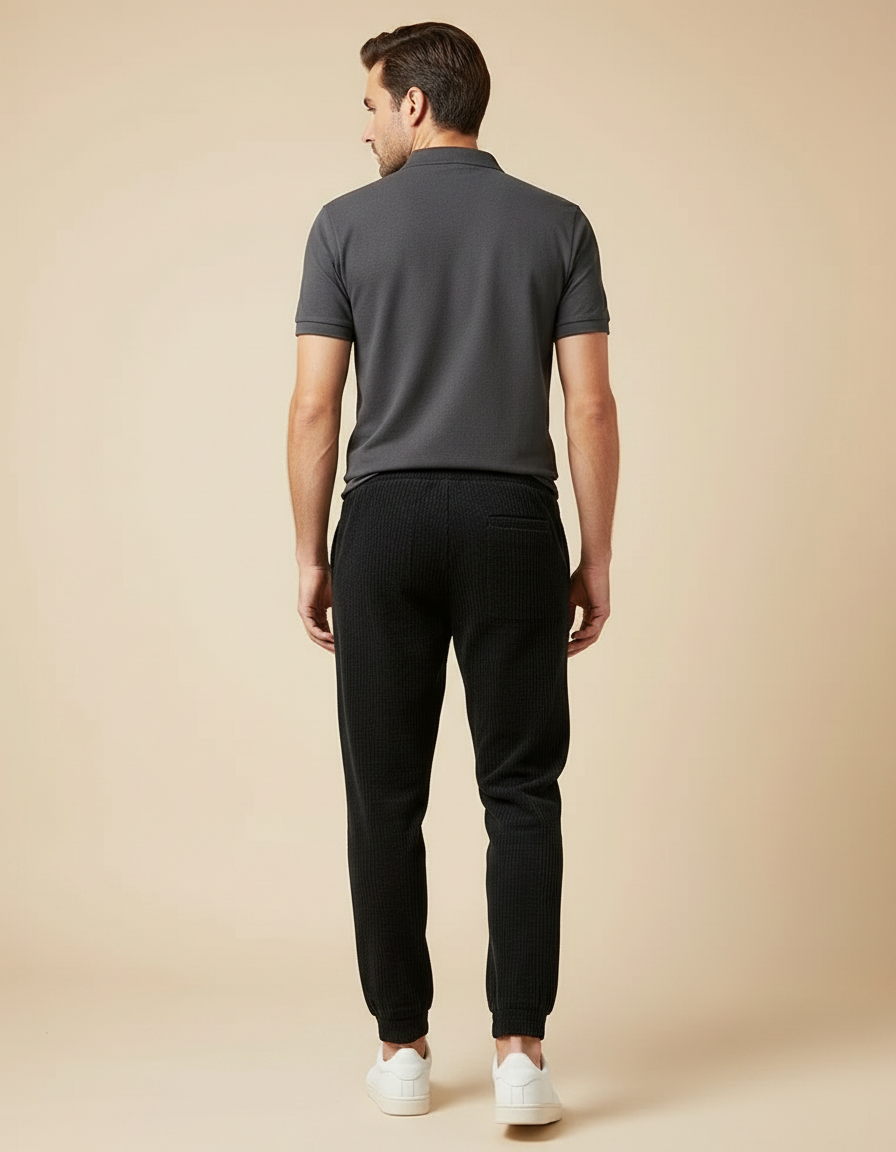 Pantalon Noir Côtelé Décontracté Homme Cordon - Cordé - vue 2