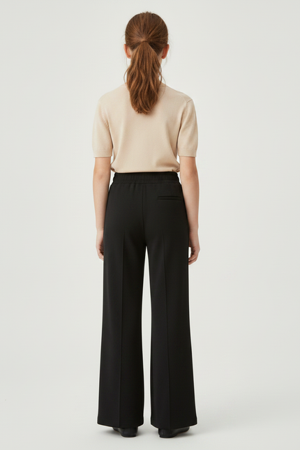 Pantalon Noir Large Côtelé Confortable Fille - Maille - vue 2