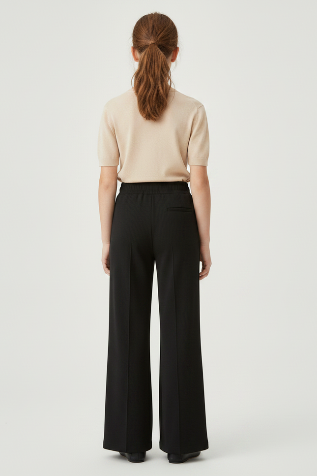 Pantalon Noir Large Côtelé Confortable Fille - Maille - vue 2