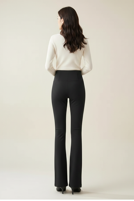 Pantalon Évasé Femme Noir - Maille - vue 2