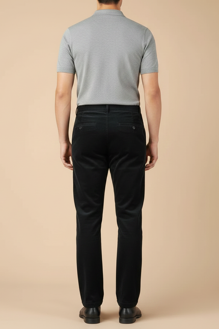 Pantalon Noir Côtelé Droit Décontracté Homme - Cordé - vue 2