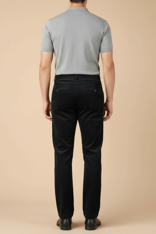 Pantalon Noir Côtelé Droit Décontracté Homme - Cordé - vue 2