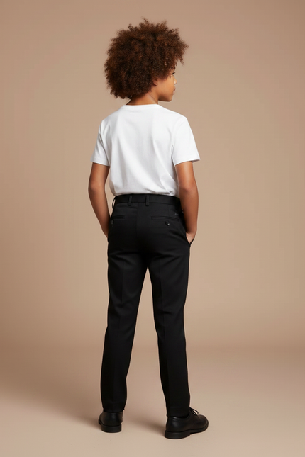 Pantalon Noir Garçon Formel Élégant Ajusté Droit - Gabardine - vue 2