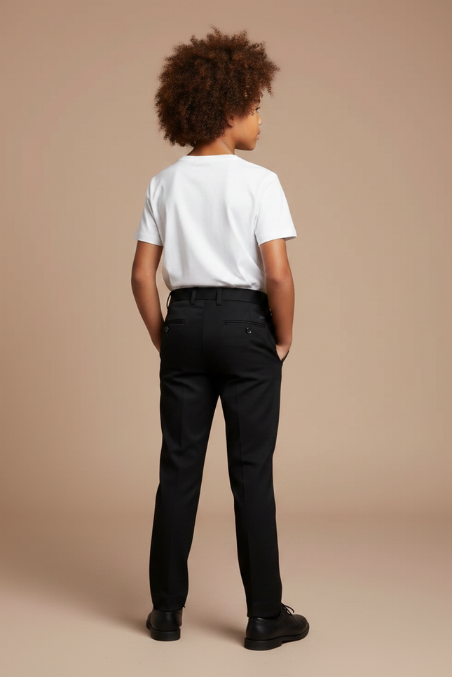 Pantalon Noir Garçon Formel Élégant Ajusté Droit - Gabardine - vue 2