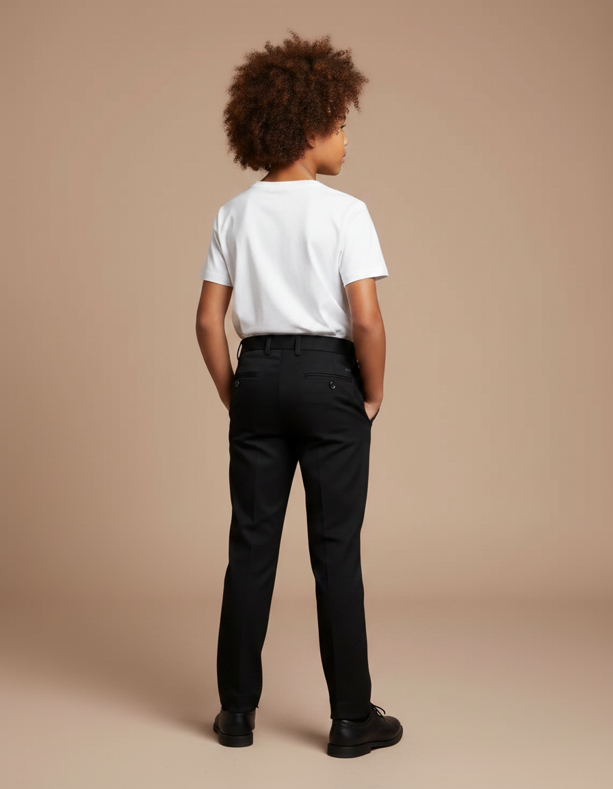 Pantalon Noir Garçon Formel Élégant Ajusté Droit - Gabardine - vue 2