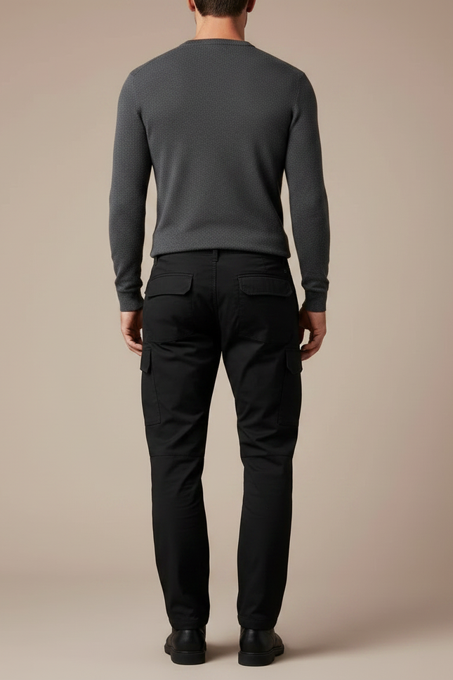 Pantalon Noir Cargo Homme Décontracté Poches Multiples - Toile - vue 2