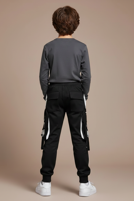 Pantalon Bicolore Noir Et Blanc - Polyester - vue 2