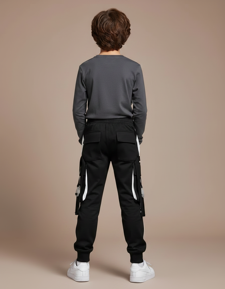 Pantalon Bicolore Noir Et Blanc - Polyester - vue 2