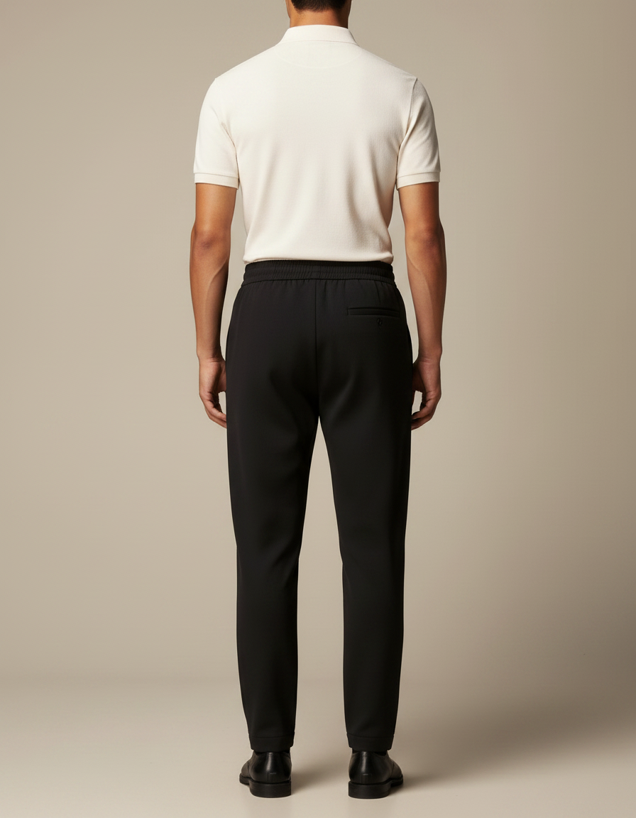 Pantalon Noir Fluide Décontracté Coton Homme - Polyester - vue 2