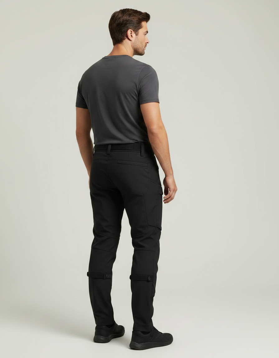 Pantalon Noir Cargo Tactique Homme Ajusté Sport - Polyester - vue 2