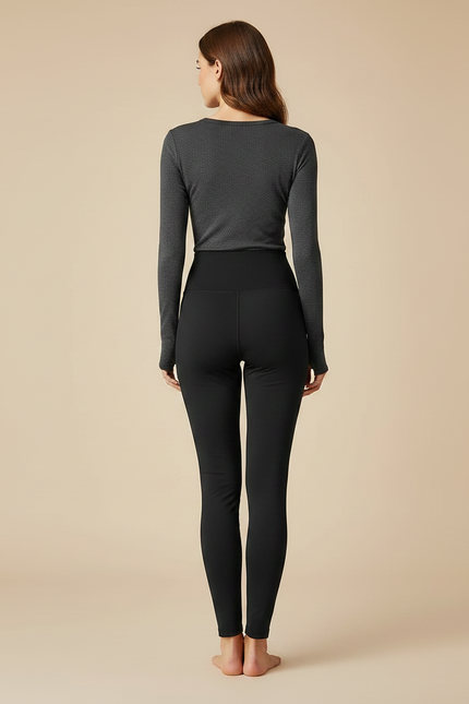 Pantalon Noir Legging Taille Haute Sculptant Confortable - Polyester - vue 2