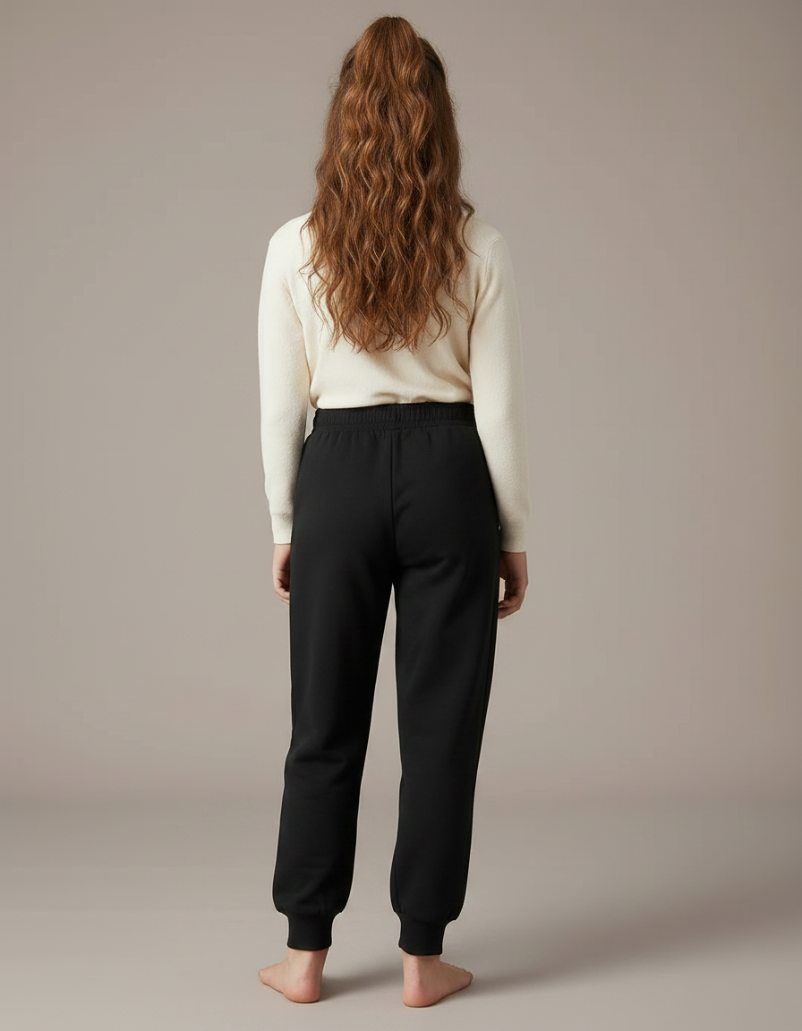 Pantalon Noir Molletonné Confortable Enfant Jogging - vue 2