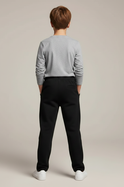 Pantalon Noir Garçon Jogger Décontracté Sport Coton - Molleton - vue 2