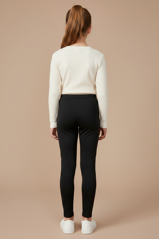Pantalon Noir Legging Enfant Coton Confortable Simple - vue 2