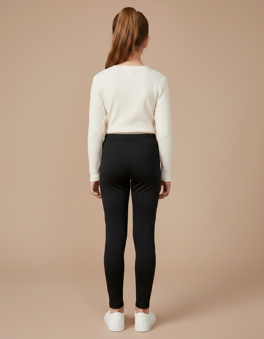 Pantalon Noir Legging Enfant Coton Confortable Simple - vue 2