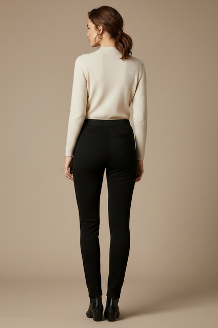 Pantalon Noir Slim Texturé Élastique Confortable Femme - Maille - vue 2