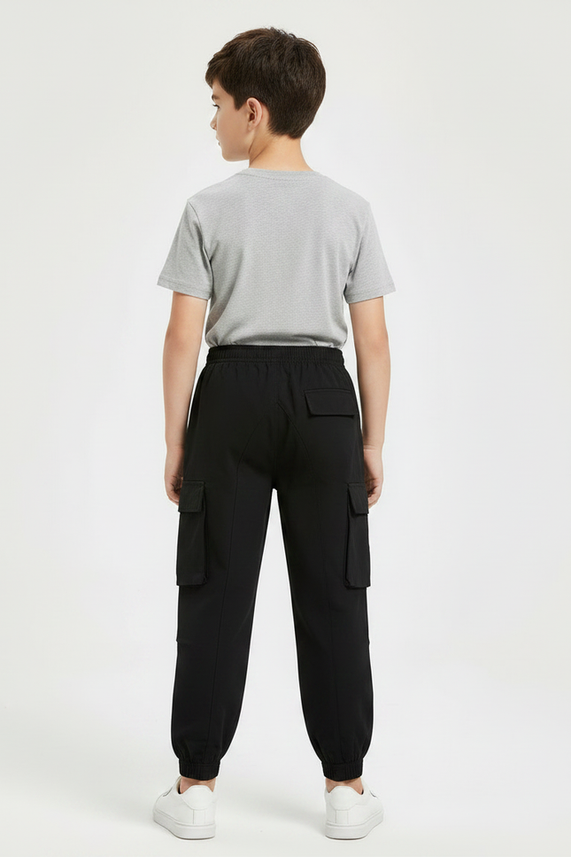 Pantalon Noir Cargo Ample Garçon Décontracté - Polyester - vue 2