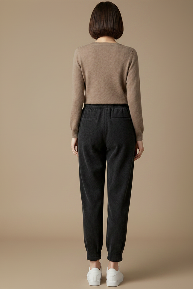 Pantalon Jogging Velours Noir Femme - Cordé - vue 2