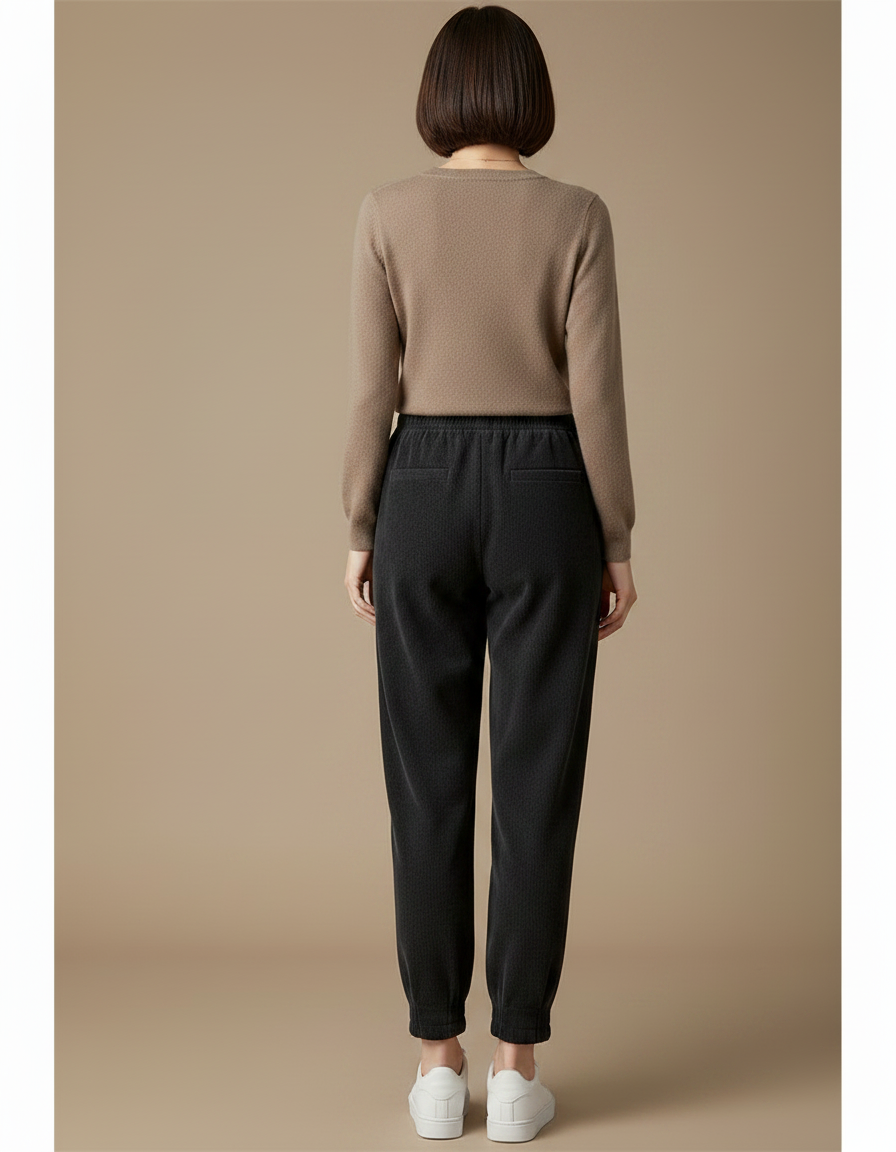 Pantalon Jogging Velours Noir Femme - Cordé - vue 2