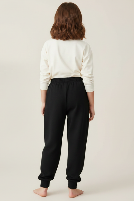 Pantalon Noir Molletonné Ample Enfant Confortable - vue 2