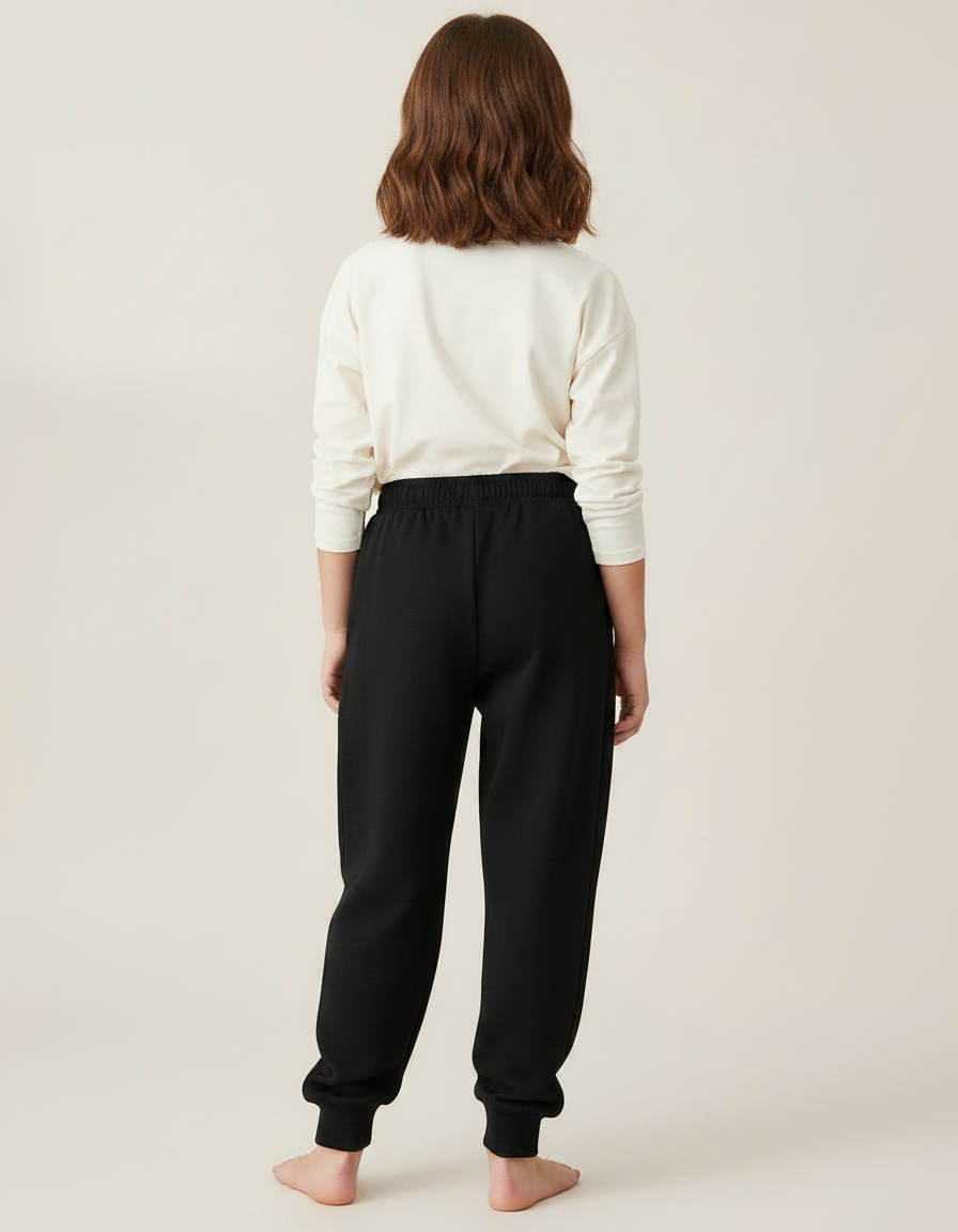 Pantalon Noir Molletonné Ample Enfant Confortable - vue 2